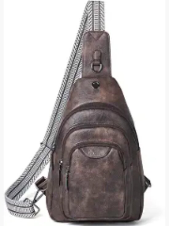 Handbags - Vegan PU Leather 10L Crossbody Sling Bag Anti Theft Adjustable Strap Belt Bag
